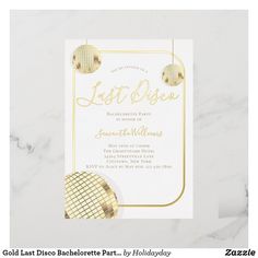 a white and gold party card with the words, let's do it now