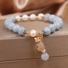 Money bag ? Blue Agate Bracelet freeshipping - Deegnt Gemstone Bracelets Ideas, Aquamarine Bracelet Beads, Good Luck Bracelet, Bracelets Design, Beads Bracelet Design, Aquamarine Beads, Agate Bracelet, Money Bag, Blue Agate