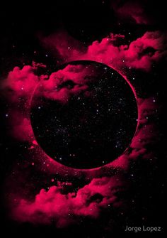 an eclipse in the sky with clouds and stars