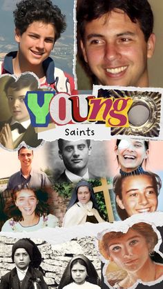 a collage of young saint's with photos and the word young on it