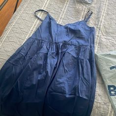 Brand New With Tags But Didn’t Work For Me. Beautiful Blue Color With Pockets! Very Flowy And Lightweight Blue Cotton Midi Dress With Pockets, Blue Summer Dresses With Pockets, Navy Maternity Dress, Navy Wrap Dress, Dark Green Dress, Cami Midi Dress, Midi Sundress, Fitted Midi Dress, Navy Midi Dress