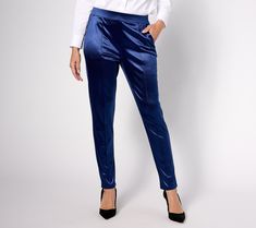 Did someone say party? You'll be the toast of the soiree's social posts dressed in these luxe-looking sateen pants (but... shhh... they're knit!). From Isaac Mizrahi Live!TM. Slim Straight Pants, Petite Pants, Isaac Mizrahi, Slim Pants, Straight Pants, Elastic Waistband, Toast, Straight Leg, Pants For Women