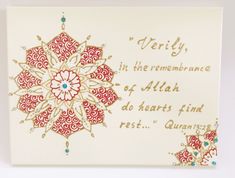 a card with an ornate design on the front and side, in gold lettering that reads'very, the remembrance of alka do hearts find rest '