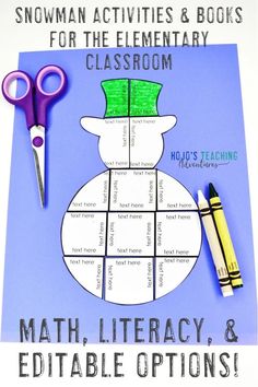 snowman activities and books for the elementary classroom math literacy & printable options are included