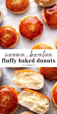 creme brulee puffy baked donuts with orange icing