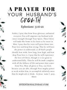 a prayer for your husband's growth with flowers and leaves on the bottom corner