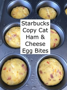 starbuck's copy cat ham and cheese egg bites in a muffin tin