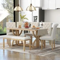 42013008166954 Counter Height Dining Table Set, Retro Dining Table, Dining Room Table Set, Counter Height Dining Table, Solid Wood Dining Chairs, Dining Table Set, Wood Dining Chairs, Dining Room Bar, Rectangular Dining Table