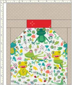 an image of a frog and toad pattern on a piece of fabric with a ruler