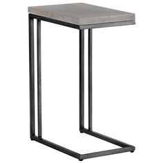 an end table with metal frame and concrete top