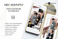 three instagram stories displayed on an iphone with the caption'free animated instagram stories '