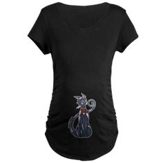 a pregnant woman's t - shirt with an image of a cat on it