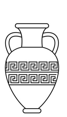 an ancient vase with greek ornament pattern on it, vintage line drawing or engraving illustration