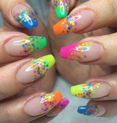 Summer Nails 2023, 2023 Nails, Confetti Nails, Nails Art Designs, Colorful Nail, Summery Nails, Nails Colors