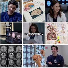 many different pictures of people with brain images and text that says neurosurgey