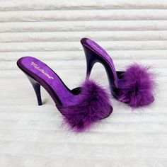 Brand New Fabulicious A Pleaser Brand Items 5" (12.7cm) Heel, 3/8" (1cm) Platform Marabou Sandals Feathered Open Toe Sandals For Party, Party Sandals With Feathers And Open Toe, Glamorous High Heels With Feathers, Chic High Heel Sandals With Feathers, Feathered High Heels For Summer, Summer Feathered High Heels, Party Heels With Feathers And Round Toe, Summer High Heels With Feathers, Summer High Heel Feathers Heels