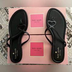 Kate Spade Pamela Leather Sandals Size 10 New With Tags Kate Spade Sandals, Bow Flip Flops, Woven Leather Sandals, Blue Flip Flops, Nude Flats, Jeweled Sandals, Kitten Heel Sandals, Leather Thong Sandals, Studded Sandals