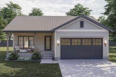 a rendering of a house with a garage