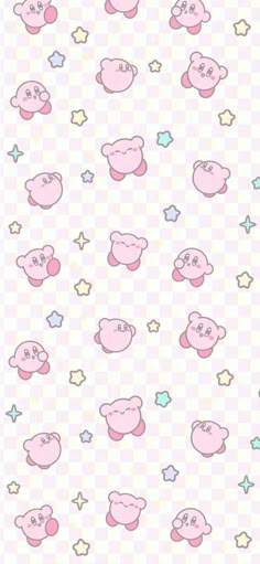 an image of some pink bears and stars on a white background with pastel colors