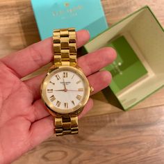 Classy Kate Spade Watch Used A Few Times. Comes With Authentic Paperwork And Box Purchased At Macys For $275 When It First Came Out Kate Spade Watch, Kate Spade, Women Accessories, Womens Sizes, Gold, Women Shopping, Color