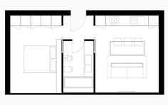 the floor plan for an apartment with one bedroom and two bathrooms, including a kitchen