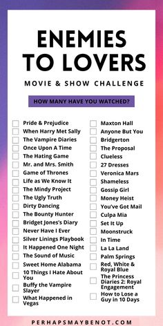 the movie and show challenge is shown in purple, pink, and blue with an image of