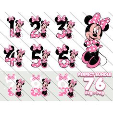 minnie mouse birthday numbers with pink and black polka dots