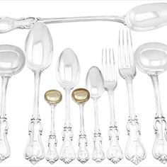 Silver flatware service for 12 Palm Branch, Baby Cups, Deco Luminaire