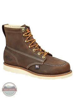 Thorogood 814-4203 American Heritage 6 Inch Trail Crazyhorse Moc Toe Maxwear Wedge™ Work Boots Wedge Work Boots, Thorogood Boots, Moc Toe Boots, Vintage Cap, Safety Boots, Comfortable Boots, Mens Shoes Boots, American Heritage