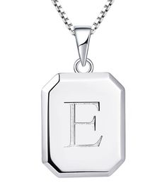 PRICES MAY VARY. 🌲 YL DESIGN - Silver initial letter pendant necklace can symbolize not only your name or the name of your lover' s but also a memorable event or the word that means a lot for you ❤️ Initial necklace is crafted in solid 925 sterling silver with 18k white gold plated, nickel free, Lead free, no allergic material ❤️ E Letter Pendant Size - high: 0.63''; silver box chain: 18+1.2 inches ❤️ Come with gift box for Christmas, Valentine's Day, Birthday, Anniversary, Mother's day, Engage Classic Personalized Initial Necklace With Rectangular Pendant, Personalized Classic Initial Necklace With Rectangular Pendant, Classic Initial Pendant Necklace For Anniversary, Personalized Silver Initial Necklace With Square Pendant, Personalized Sterling Silver Initial Necklace With Square Pendant, Sterling Silver Personalized Square Pendant Initial Necklace, Personalized Sterling Silver Square Pendant Initial Necklace, Sterling Silver Personalized Initial Necklace With Square Pendant, Sterling Silver Initials Necklace For Anniversary