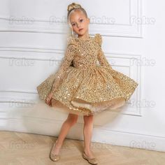 Girls Formal Wear, Sequin Flower Girl Dress, Sequin Ball Gown, Dress Sleeve Styles, Cute Prom Dresses, Gauze Dress, فستان سهرة, Dress Images, Tulle Prom Dress