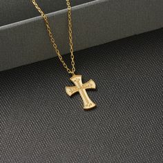 14k Solid Gold Fleur De Lis Cross Charm Necklace, Templar Crusader Cross Necklace, Christian Protection Necklace, Cross Jewelry Elevate your style and faith with our collection of 14k Gold Crosses. Crafted to perfection, our Solid Gold Crosses symbolize devotion and strength. Enhance your look with the timeless elegance of the Fleur de Lis design, available as a Gold Cross Necklace or a delicate Gold Cross Charm on a necklace. For those drawn to history and heritage, our Templar Cross and Crusad Gold Crucifix Cross Necklace With Clavicle Chain, Gold Crucifix Necklace With Clavicle Chain, Formal Clavicle Chain Necklace With Cross Pendant, Rose Gold Crucifix Necklaces For Anniversary, Rose Gold Crucifix Necklaces For Anniversaries, Formal Cross Clavicle Chain Necklace, Formal Clavicle Chain Cross Necklace, Gold Crucifix Jewelry Stamped 14k, Spiritual Cross Necklace In Yellow Gold