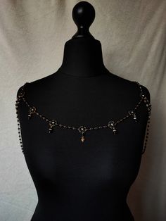 Wedding Shoulder Necklace, Bridal Shoulder Chain Jewelry, Statement Bridal Necklace, Dress Pearl Necklace, Beaded Capelet, Body Jewelry - Etsy Elegant Black Body Jewelry For Evening, Elegant Beaded Wedding Backdrop Necklace, Elegant Faceted Beads Jewelry For Evening, Elegant Evening Jewelry With Faceted Beads, Elegant Beaded Chain Jewelry For Evening, Vintage Wedding Jewelry With Beaded Chain, Opulent Jeweled Necklaces For Wedding, Elegant Faceted Bead Choker Jewelry, Elegant Faceted Bead Choker Necklace