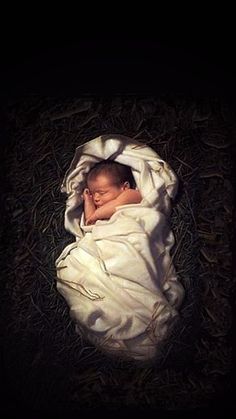 a newborn baby wrapped in a white blanket