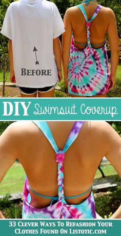 two women wearing swimsuits with the words diy swimsuit coverup on them