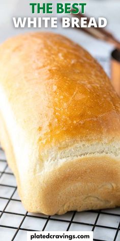 a loaf of bread sitting on top of a cooling rack