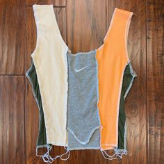 Brand New Never Worn Custom Made 1 Of 1 Price Is Firm No Trades Summer Orange Patchwork Tops, Fitted Orange Patchwork Top, Upcycle Clothes T-shirts & Tank Tops, Reworked Jersey, Tank Top From T Shirt, Diy Tank Top, Nike Reworked, Reworked Clothes, Reworked Nike