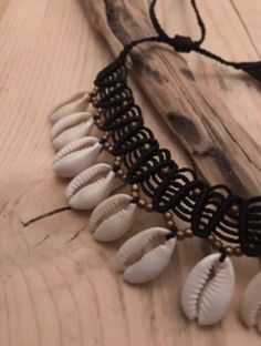 Cowrie Shell Macrame Choker Necklace with brown or black cord | Etsy Boho Style Necklaces, Black Macrame, Real Butterfly Wings, Butterfly Wing Earrings, Macrame Knot, Choker Style, Wing Earrings, Cowrie Shell, Bespoke Jewellery