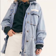 Excellent Vintage Condition! Rare, Unique Piece! Very Oversized, Soft Supple Denim, Easy To Wear Over Sweatshirts And Other Bulky Items. Features An Adjustable Cinch Waist, Oversized Pockets, Zip And Button Up Closure, And A Raw Cut Hem That Is Slightly Flared. This Is A Must Have! Fits Just About Any Size. Questions And Offers Welcome! Ps Free People Jacket, Denim Jean Jacket, Cinched Waist, Denim Jean, Jean Jacket, Unique Pieces, Button Up, Free People, Jackets & Coats