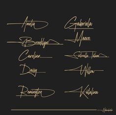 the names of famous people in handwriting on a black background