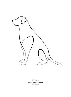 a black and white drawing of a dog sitting on its hind legs with the words bella written in it