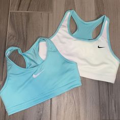 Nwt Girls Nike Aports Bra. Reversible. One Side Is White, The Other Is Light Blue. Size Large Blue Sporty Activewear For Cheerleading, White Athleisure Activewear For Cheerleading, Blue Nike Sports Bra For Training, Nike Blue Sports Bra For Training, Nike Sporty Blue Sports Bra, White Sporty Activewear For Cheerleading, Track Wishlist, Nike Sports Bra Outfit, Nike Fits