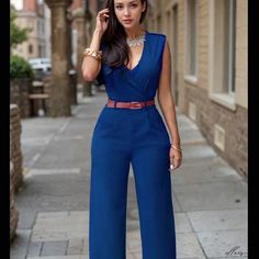 Versatile Sleeveless Solid Jumpsuits And Rompers, Versatile Sleeveless Jumpsuits And Rompers, Versatile Sleeveless Jumpsuits And Rompers In Solid Color, Versatile Sleeveless Jumpsuits For Work, Elegant Blue Sleeveless Jumpsuits And Rompers, Sleeveless Jumpsuits, Waist Belt, Dressmaking, Milk