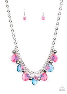 Paparazzi Gossip Glam - Multi Necklace Multi Necklace, Multi Coloured Necklaces, Paparazzi Accessories, Pink Beads, Paparazzi Jewelry, Blue Necklace, Shiny Silver, Blue And Pink, Blue Beads