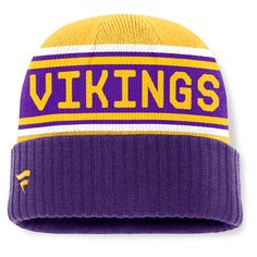 Stay warm while repping your Minnesota Vikings in this Cuffed Knit Hat by Fanatics. Its classic design features embroidered and knit team details that proudly display your fandom. Made from 100% acrylic, this Minnesota Vikings hat provides a soft, cozy feel ideal for braving the cold. Football League, Knit Hat