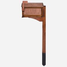 an old fashioned wooden mailbox on a white background