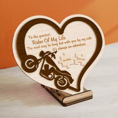 Wooden Motorcycle Heart Sign - Biker - To The Greatest Rider Of My Life - It's Always An Adventure - Gan26001 Wooden Motorcycle, Diy Motorcycle, Motorcycle Gifts, Biker Gifts, Masculine Birthday Cards, Biker Men, Motorcycle Design, Boyfriend Birthday, Bff Gifts