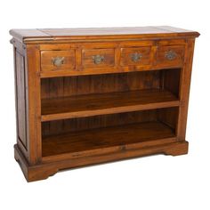 an old wooden cabinet with two drawers