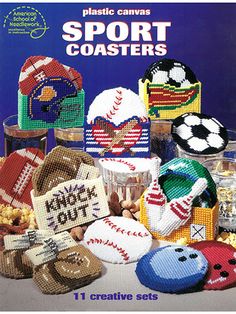 plastic canvass sport coasters are displayed on a table