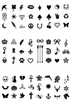 an assortment of tattoos and symbols